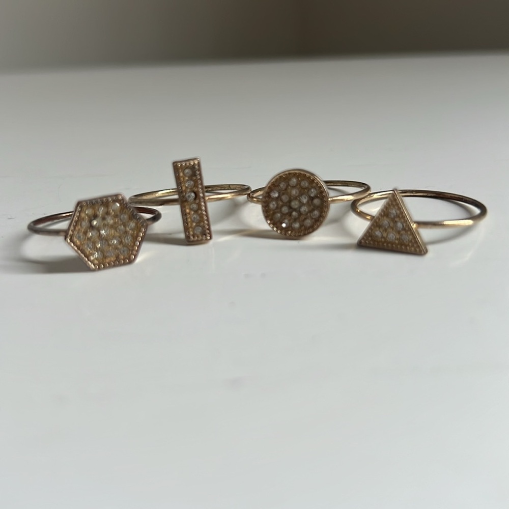 Size 7 Geometric Set of 4 Ring Set - Picture 5 of 5